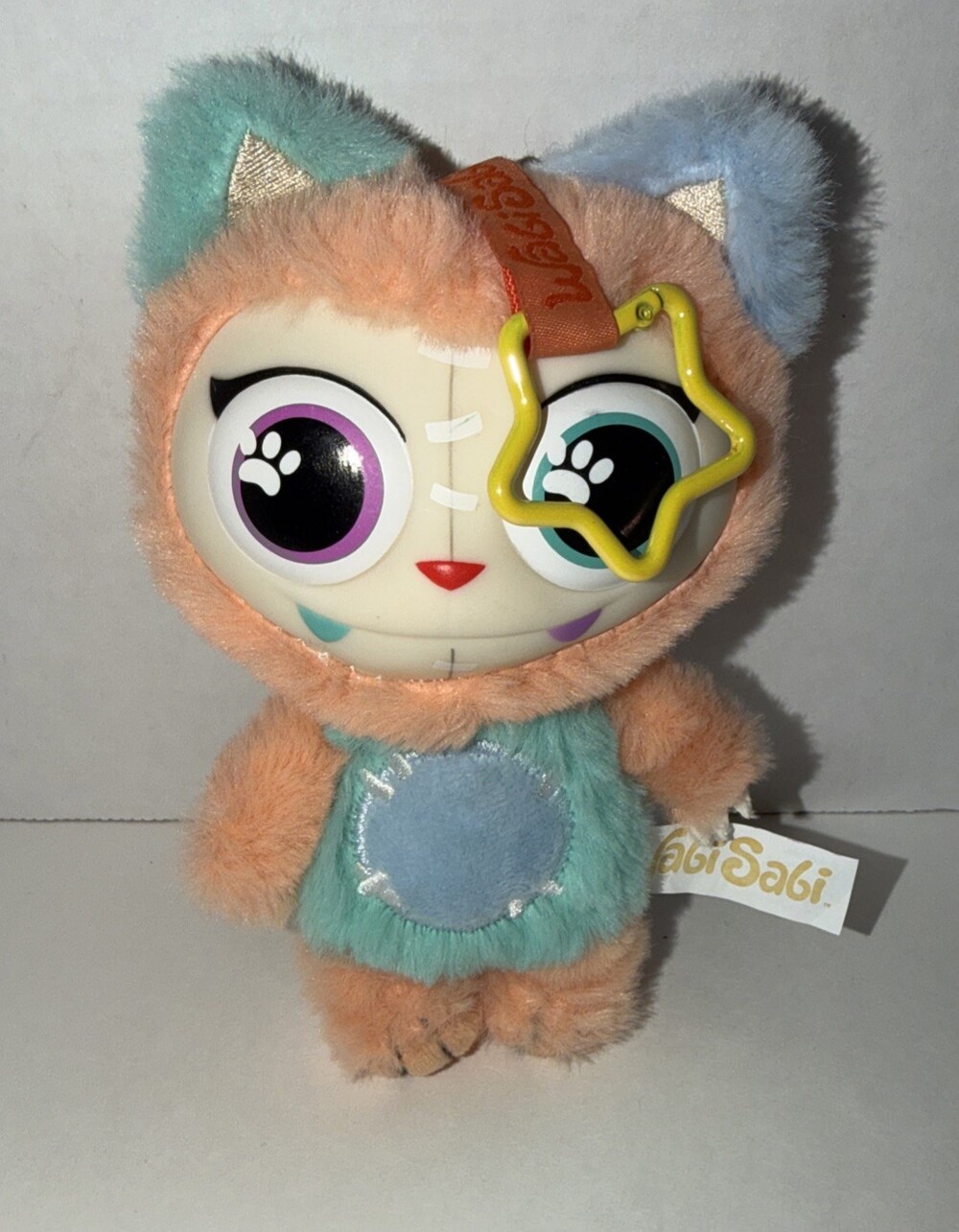 Wabi Sabi Kitty Klub Plush Clip-On Monster Toy Blind Box Blue 6"